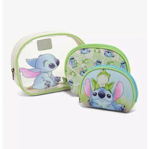 Loungefly Disney Stitch Green Frog Makeup Bag Set of 3